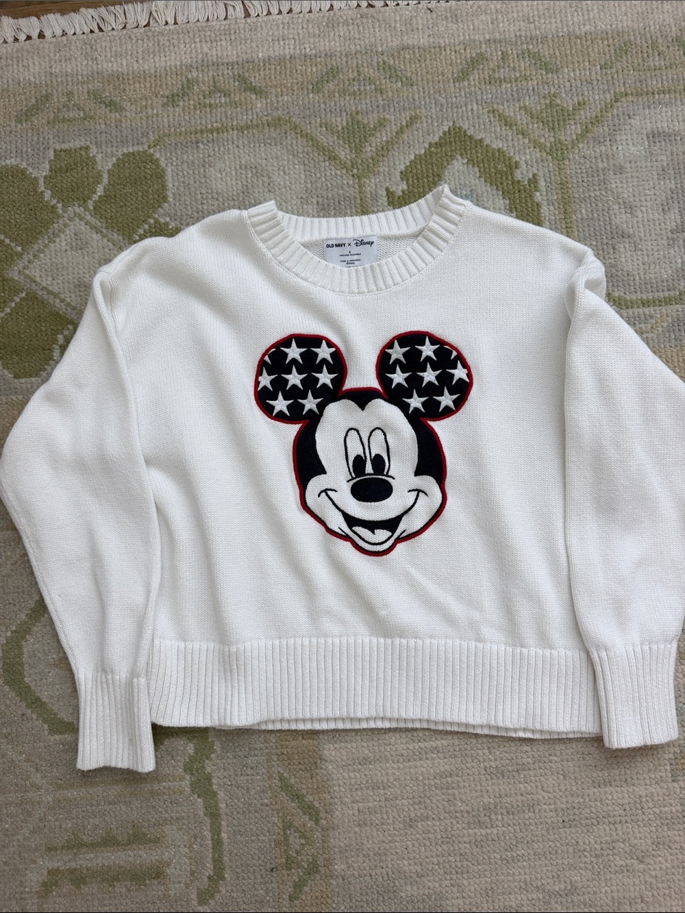 Old Navy/ Disney Collab White Mickey Mouse Crewneck Sweater